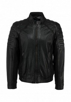 Куртка кожаная Guess Jeans, цвет: черный. Артикул: GU644EMDUS72. Мужская одежда / Верхняя одежда / Кожаные куртки